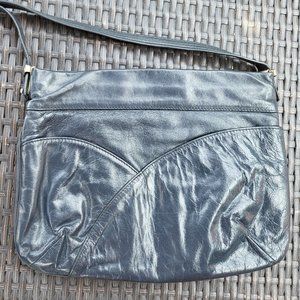 Blue Vintage 80s Karnig Mann Genuine Leather Shoulder Purse Made in Canada